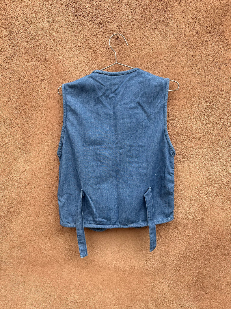 Denim Mesh Vest with Wood Toggles