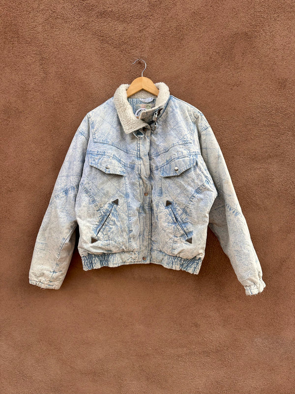 80's Quilted Acid Wash Denim Gitano Bomber - small - as is