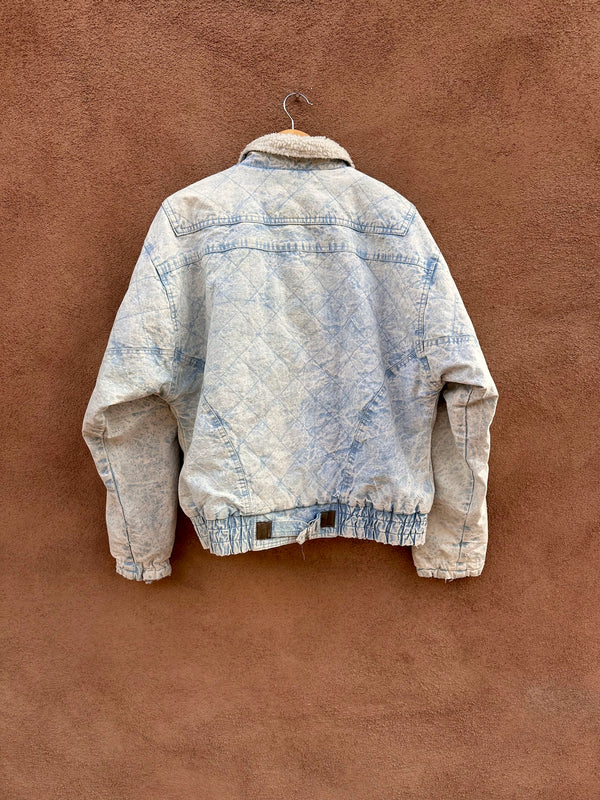 80's Quilted Acid Wash Denim Gitano Bomber - small - as is