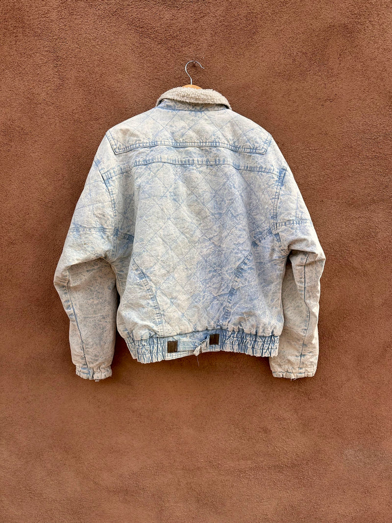 80's Quilted Acid Wash Denim Gitano Bomber - small - as is