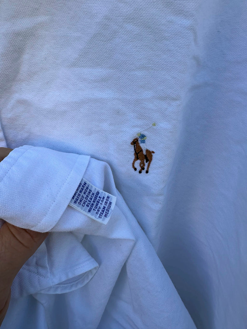 White Cotton Twill Button Up Ralph Lauren Shirt - as is