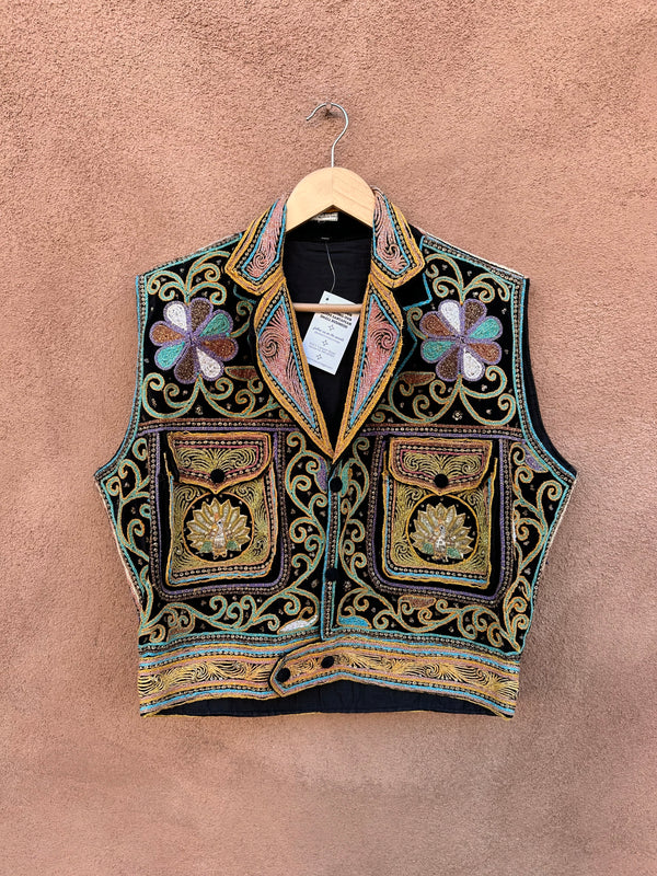 1960's Rope Sequined Thai Elephant & Peacock Vest