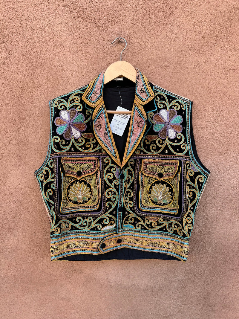 1960's Rope Sequined Thai Elephant & Peacock Vest