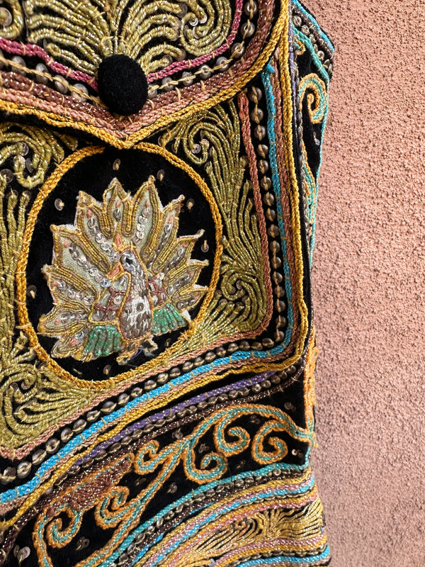 1960's Rope Sequined Thai Elephant & Peacock Vest