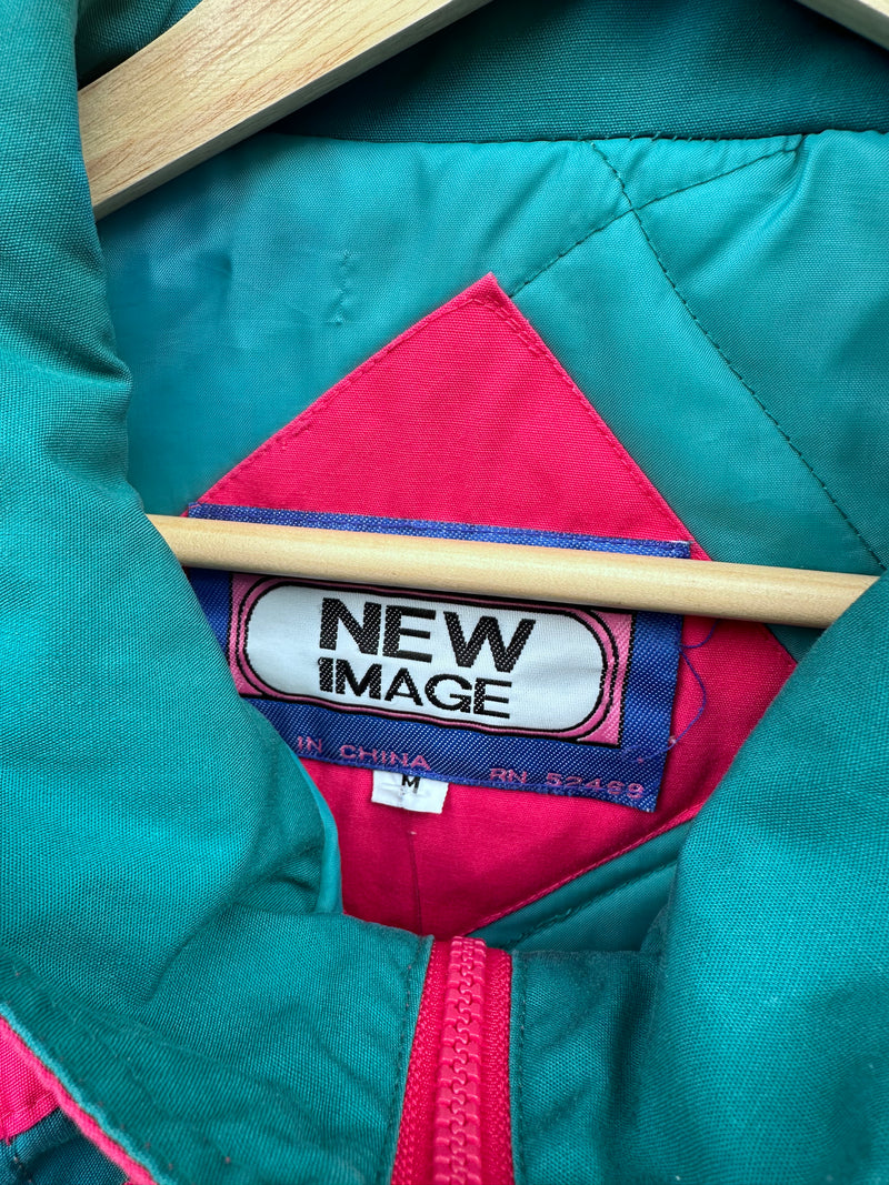 Pink & Teal Puffy Jacket by New Image