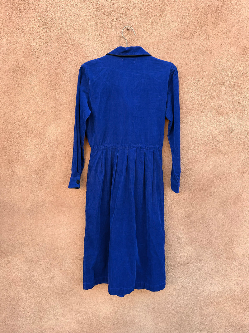 1980's FADS Corduroy Indigo Dress