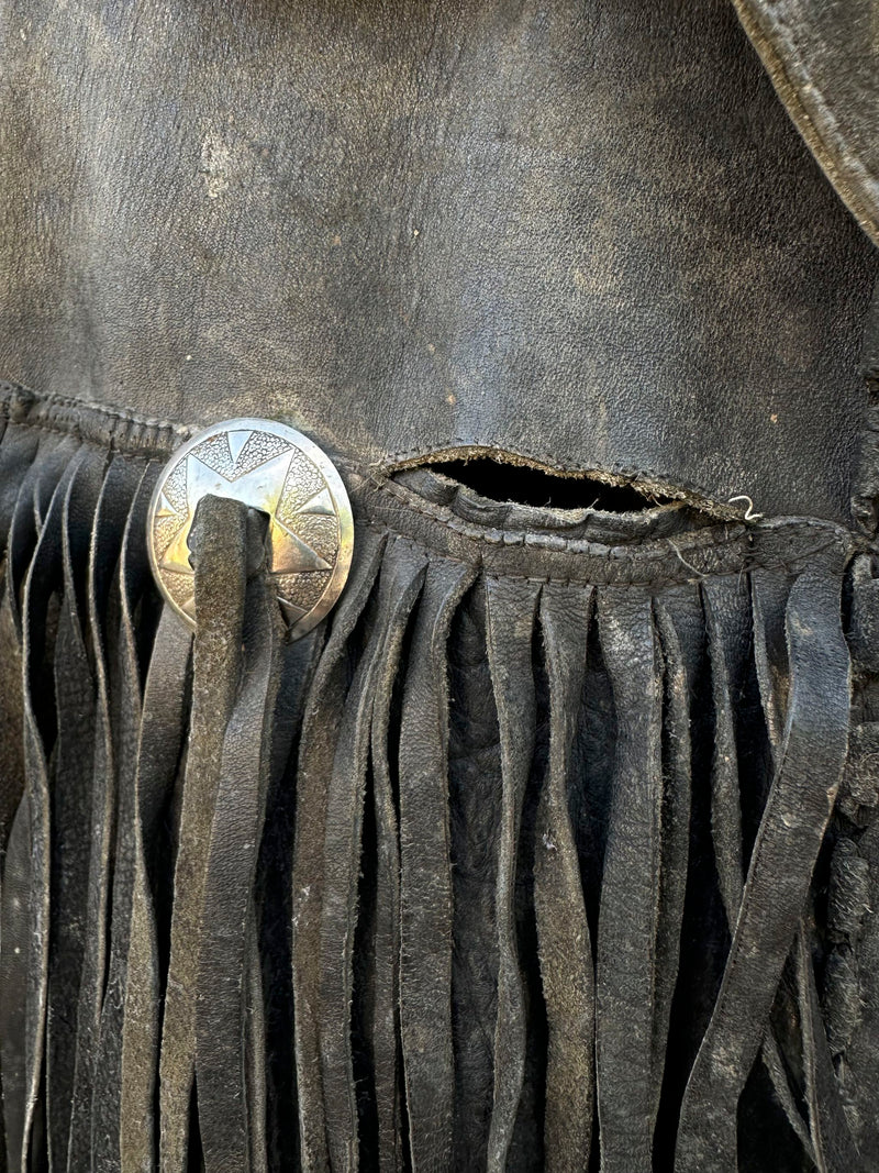 1930's/1940's Horsehide/Cowhide Leather Fringe Jacket - as is