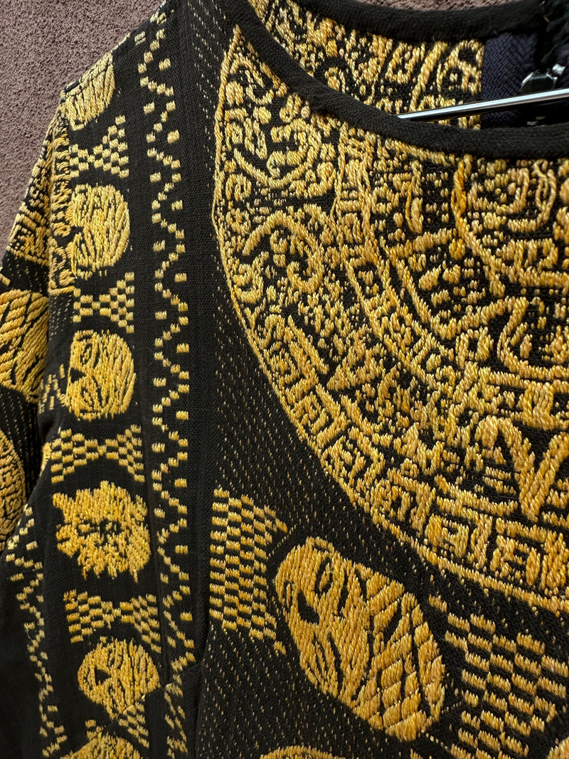 Vintage Long Dress with Aztec Calendar DESERT MOSS VINTAGE Vintage Long Dress with Aztec Calendar DESERT MOSS VINTAGE