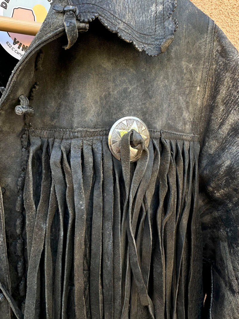 1930's/1940's Horsehide/Cowhide Leather Fringe Jacket - as is