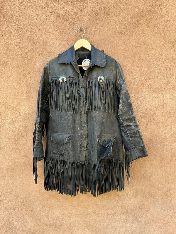 1930's/1940's Horsehide/Cowhide Leather Fringe Jacket - as is