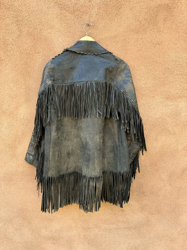 1930's/1940's Horsehide/Cowhide Leather Fringe Jacket - as is