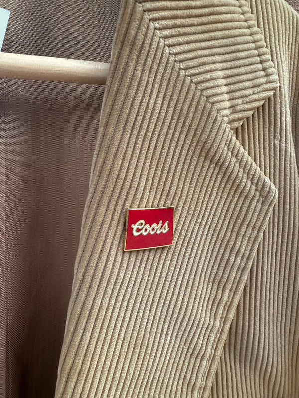 Tan Levi's Corduroy Jacket with Coors Pin