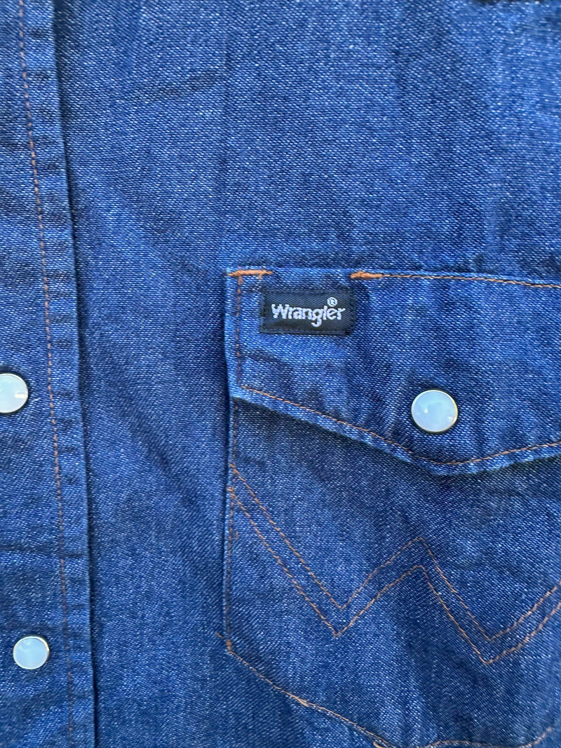 Mid Wash Wrangler Pearl Snap Shirt L/XL