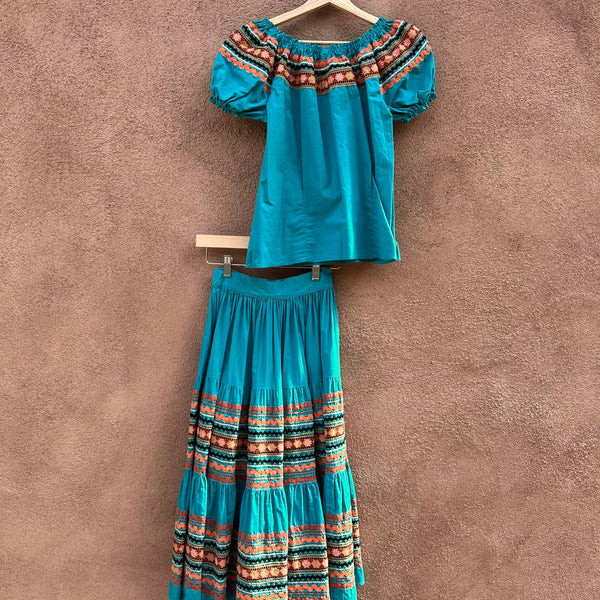 Vintage Teal and Orange Fiesta Dress 3-Piece Set
