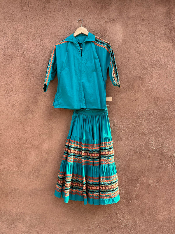 Teal and Orange Fiesta Dress 3-Piece Set