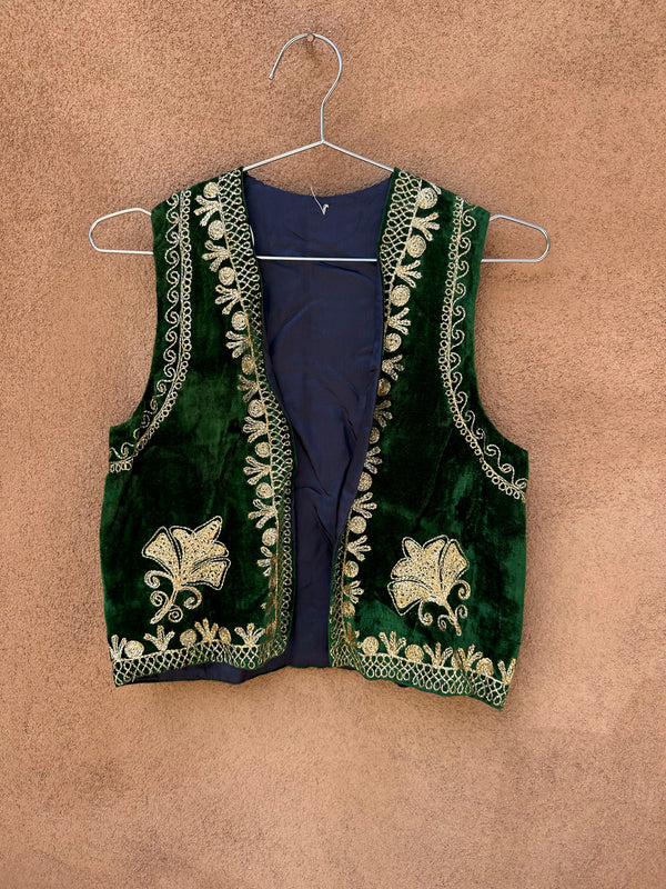 Afghan Velvet Vest with Gold and Silver Embroidery