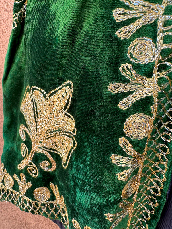 Afghan Velvet Vest with Gold and Silver Embroidery