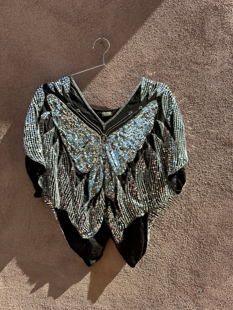 Butterfly Sequins Top - 100% Silk