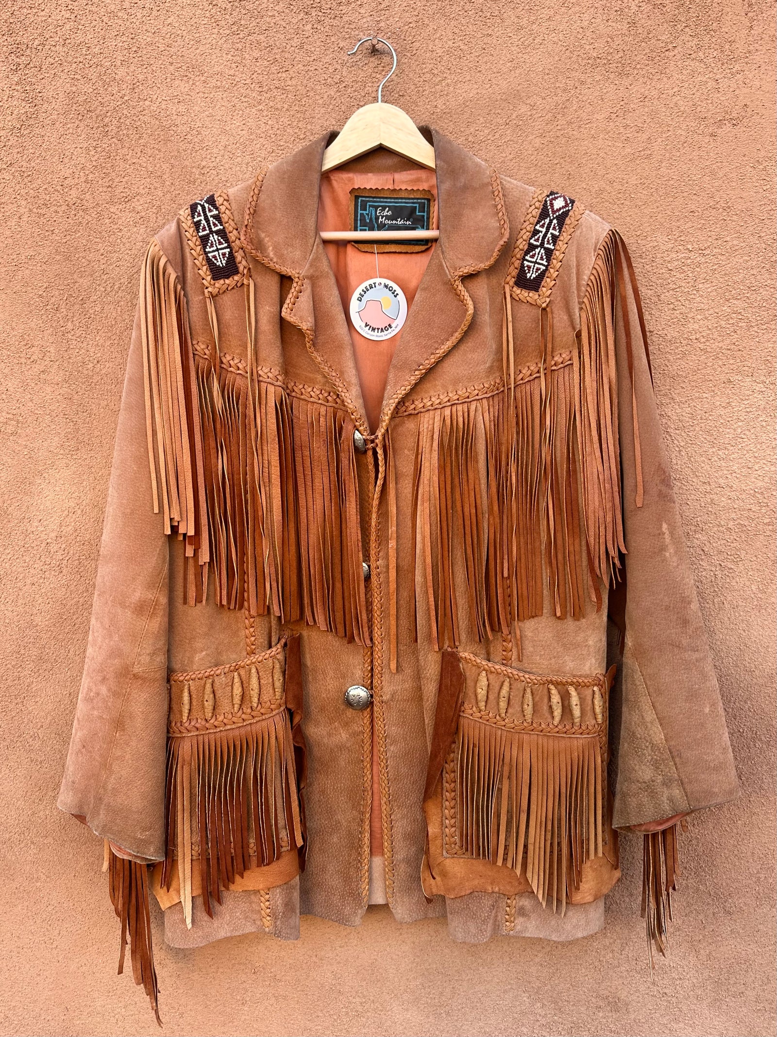 Vintage Buffalo Bill Style Echo Mountain Beaded & Fringed Leather