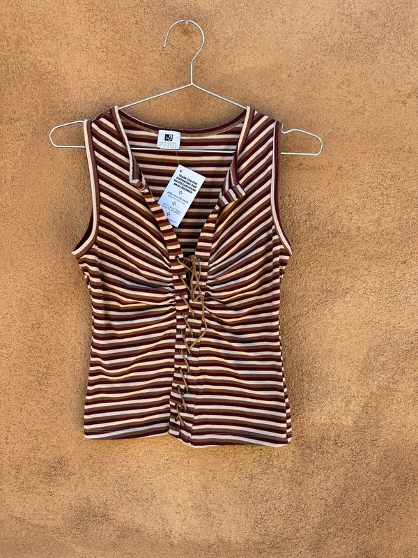 90's Lace Up Striped Tank Top