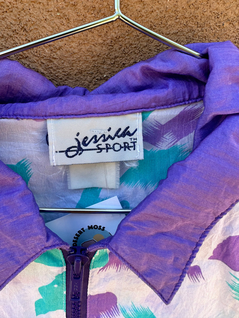 80's Jessica Sport Zip Neck Short Sleeve Active Blouse