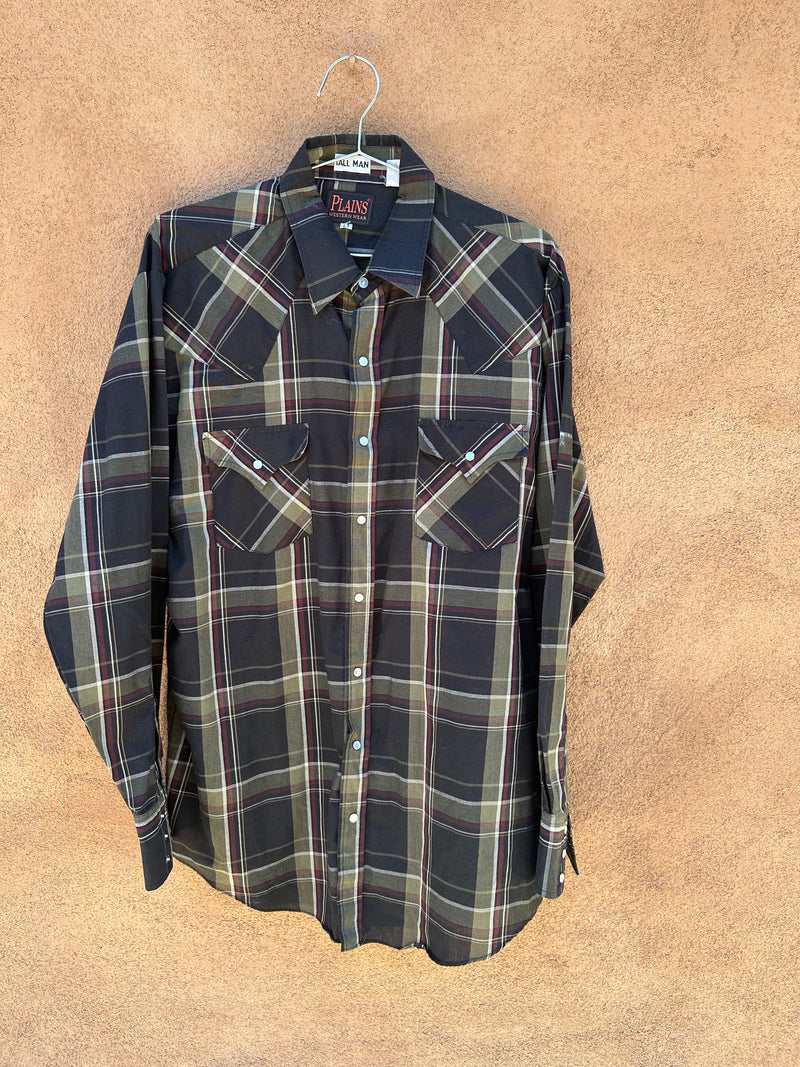 Plains Western Wear Black/Green Plaid Shirt