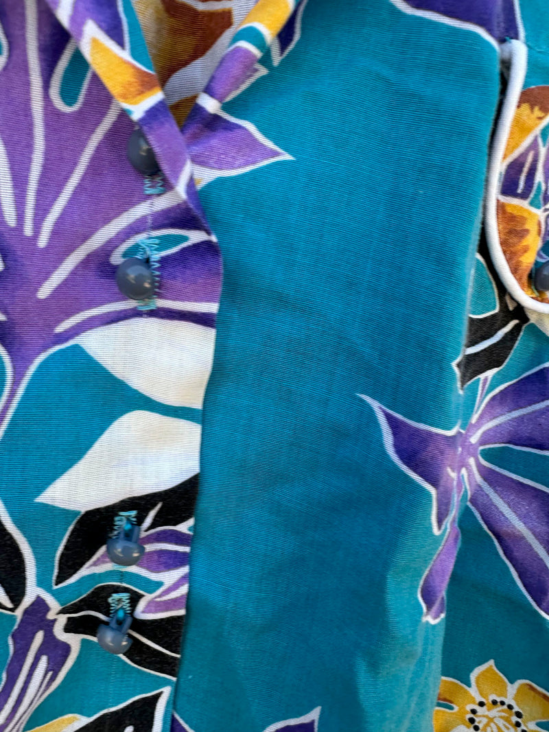 1980's Top Hawaiian Blouse, Made in USA