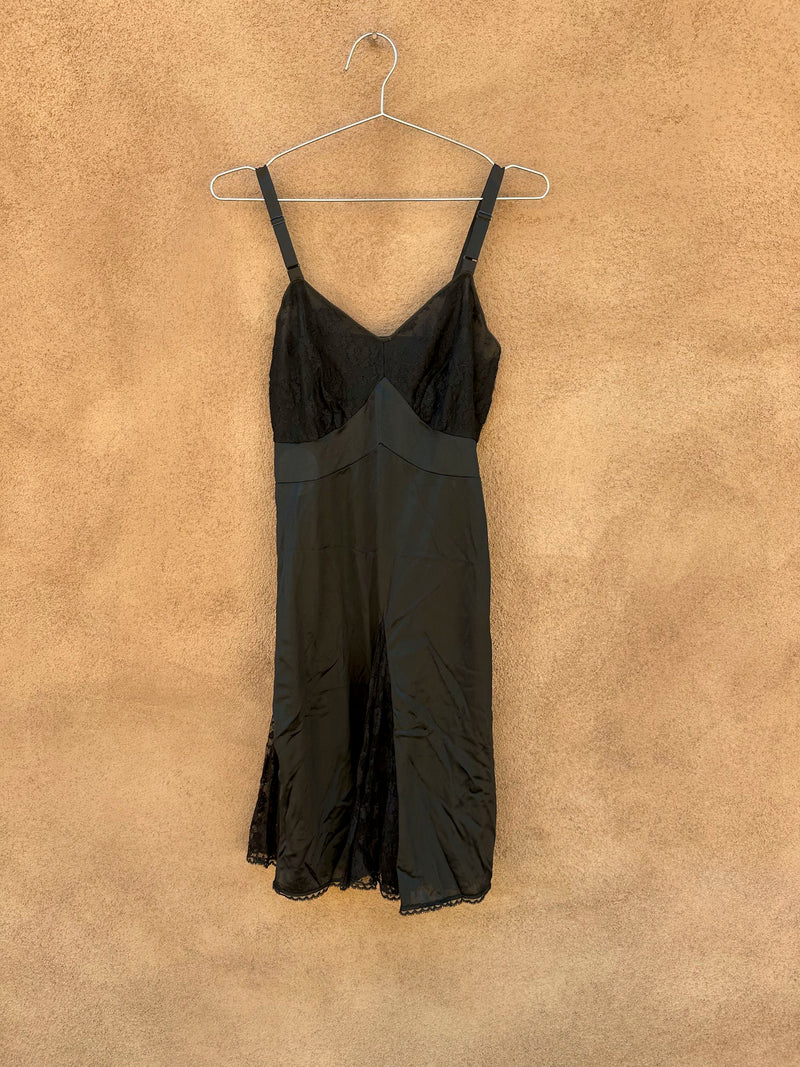 1960's Black Nighty by South Form, Union Made, USA - Slip Dress