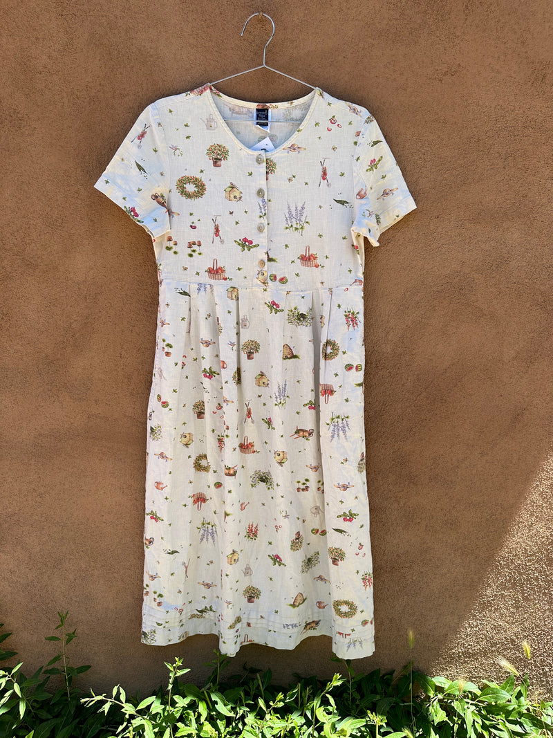 Garden Theme Lands End Linen and Cotton Dress