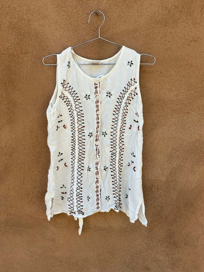 Embroidered Boho Sleeveless Blouse by Magic