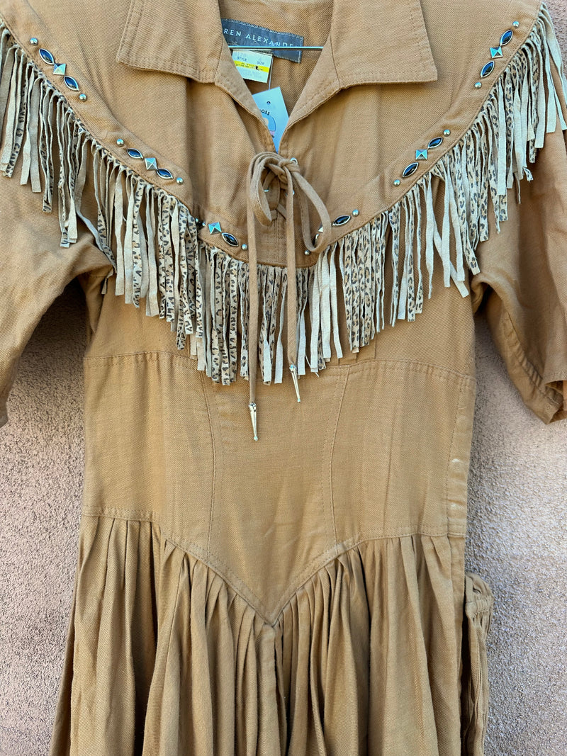 Belted Brown Karen Alexander Dress with Fringe