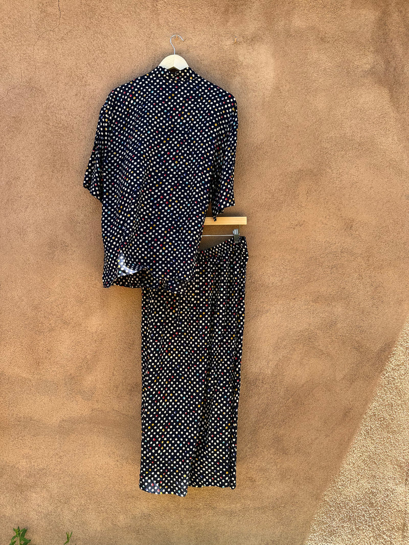 Modiano Polka Dot Rayon Skirt and Blouse Set