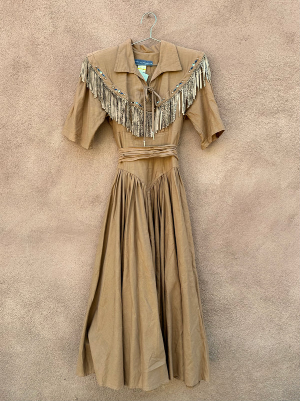 Belted Brown Karen Alexander Dress with Fringe