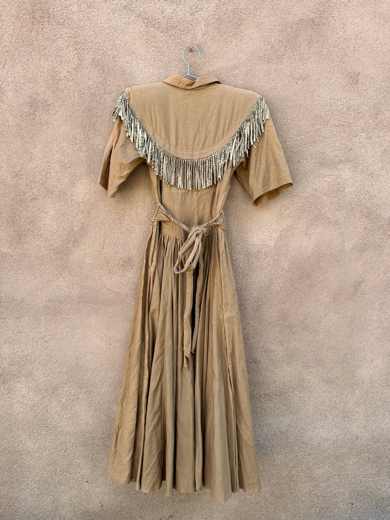 Belted Brown Karen Alexander Dress with Fringe