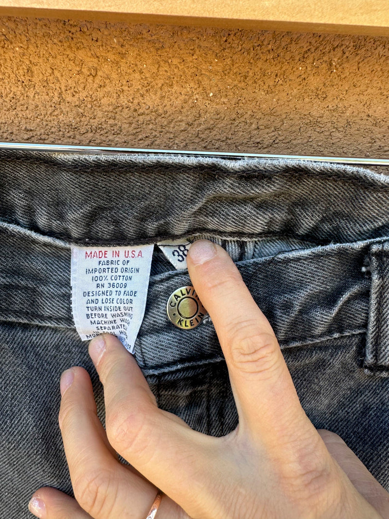 Faded Black 90's Calvin Klein Jeans with Light Wear, Made in USA, 38