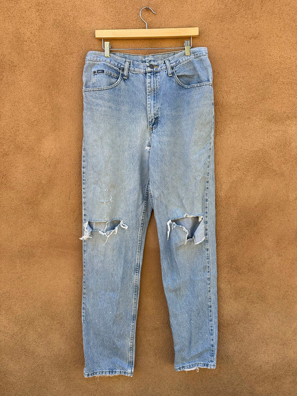 Light Wash Lee Jeans with Distressed Knees 36 x 36