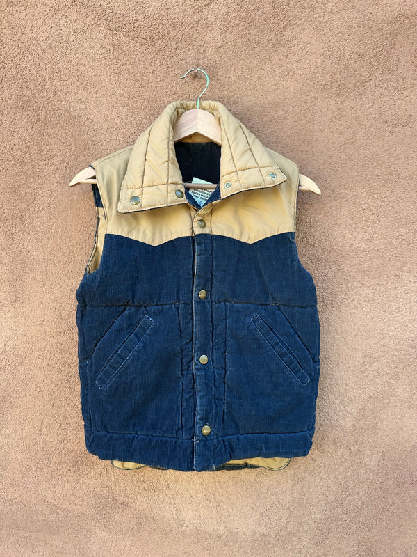 Sears Reversible Blue/Tan Corduroy/Nylon Vest