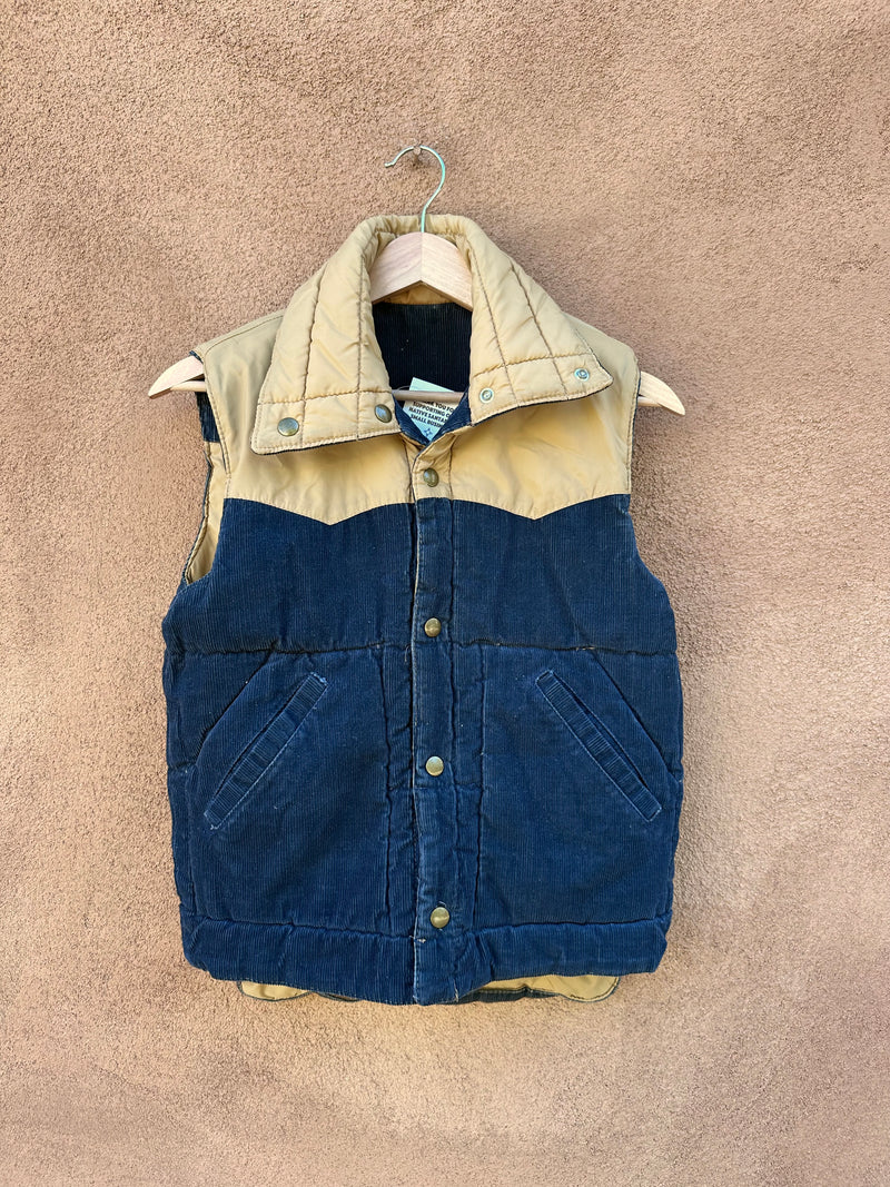Sears Reversible Blue/Tan Corduroy/Nylon Vest