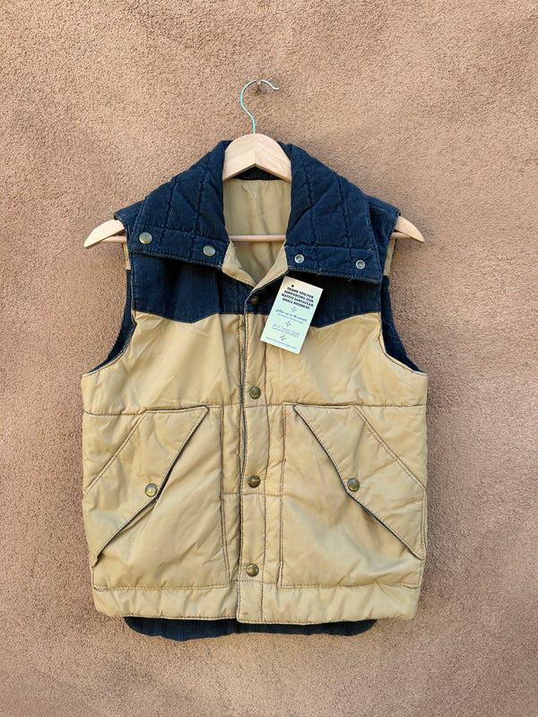Sears Reversible Blue/Tan Corduroy/Nylon Vest