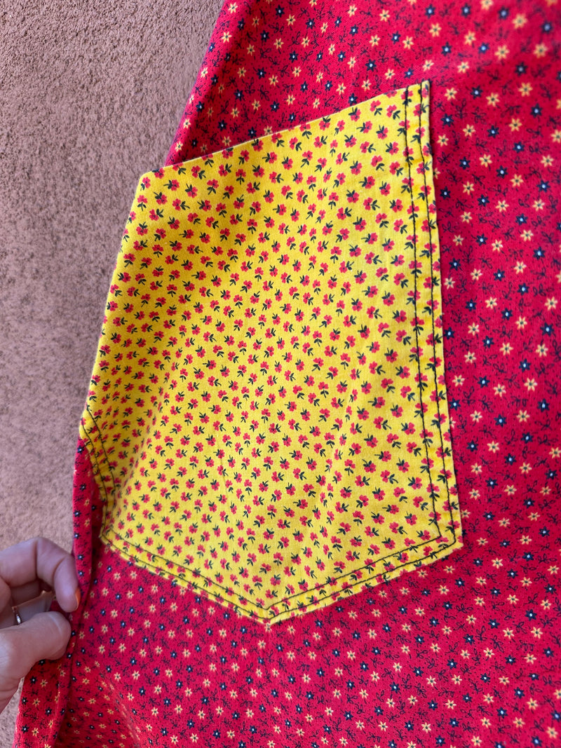 Cute Country Chic Floral Wrap Skirt with Yellow Pockets