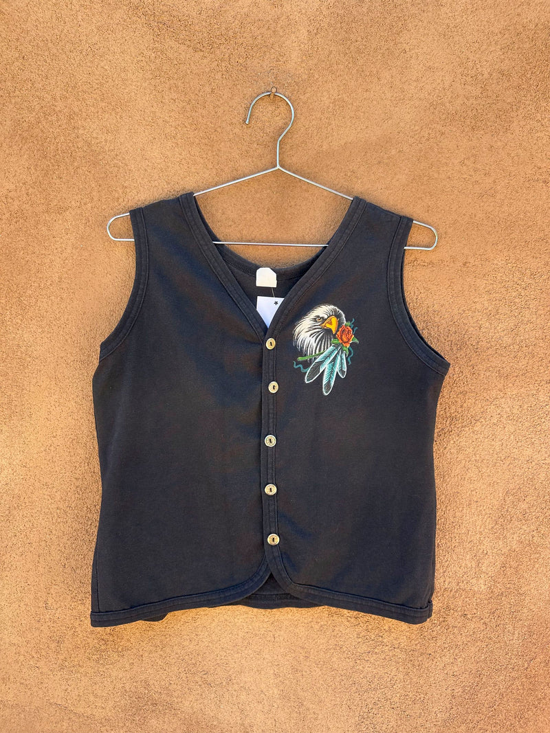 1980's Bald Eagle and Red Rose Biker Tank Top