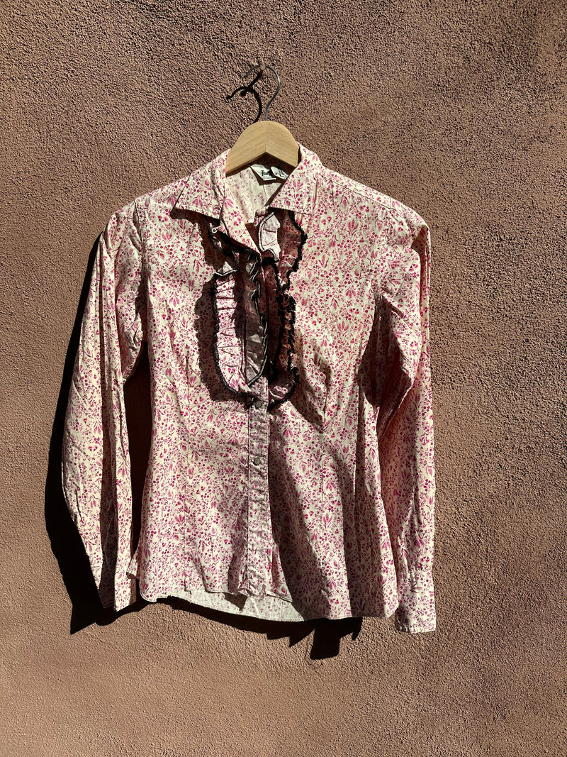 Floral Ruffle Pearl Snap Shirt