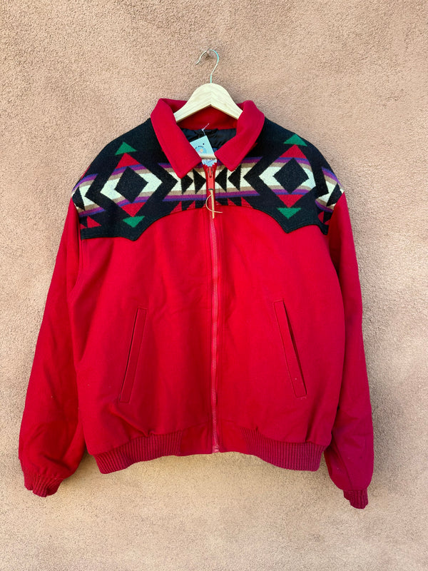 80's Red Pendleton with Geometric Front and Rear Yokes
