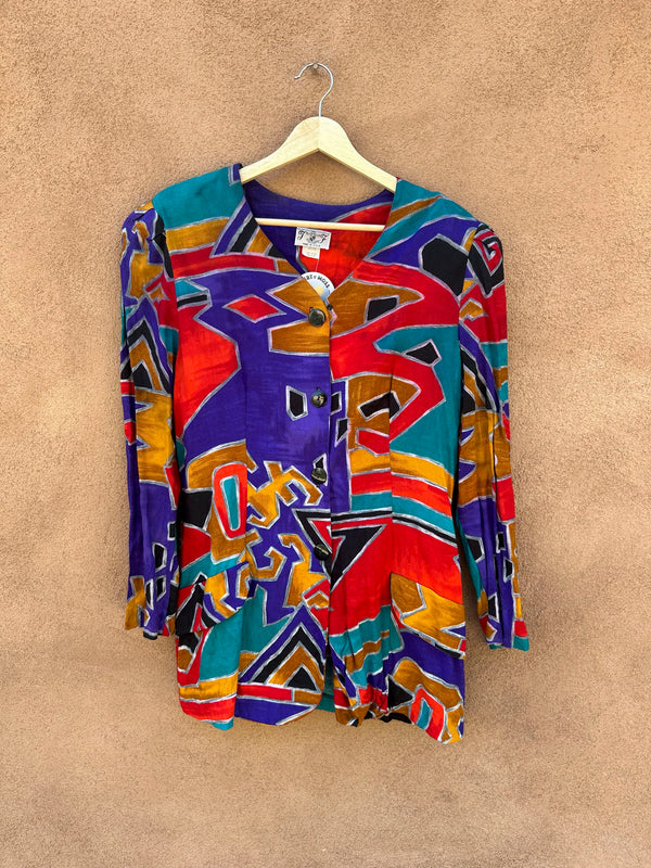 Abstract 80's Colorful Blazer, Made in USA