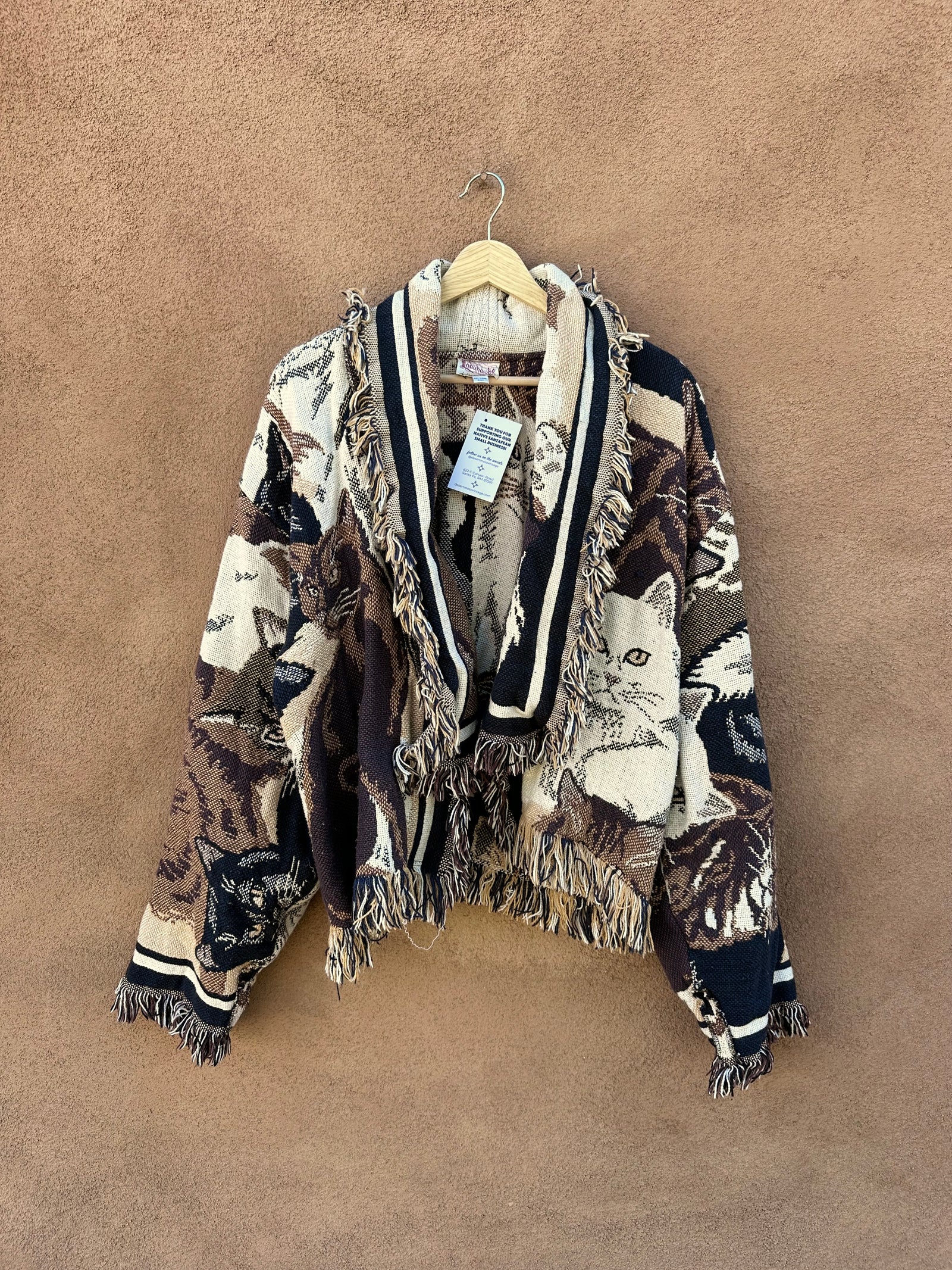 Vintage Cat Tapestry Jacket with Fringe – DESERT MOSS VINTAGE
