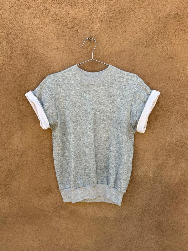 1980's Short Sleeve Heather Gray Sweatshirt, Made in USA