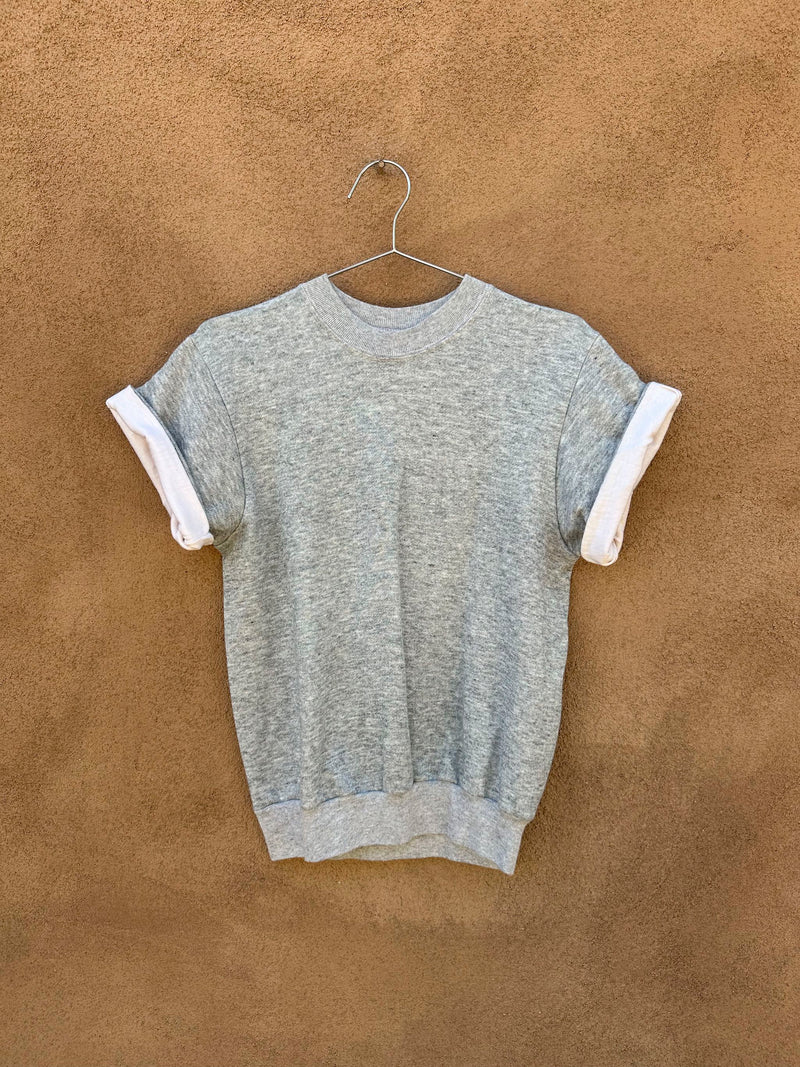 1980's Short Sleeve Heather Gray Sweatshirt, Made in USA