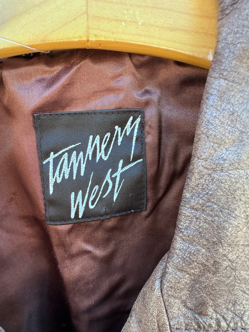 Tannery West Brown Leather Biker Style Jacket