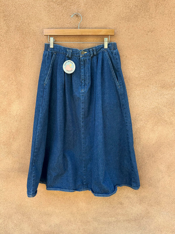 1980's Collections Denim Flare Cotton Skirt
