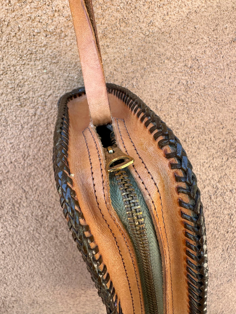 Large Hand Tooled Leather 1960's Clutch